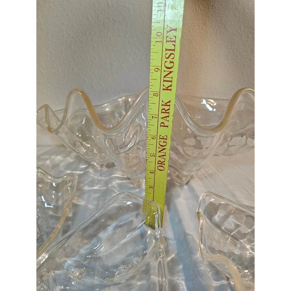 Vintage 5pc Clear Iridescent Acrylic Clam Shell Serving Bowl Set Large 19 Inch